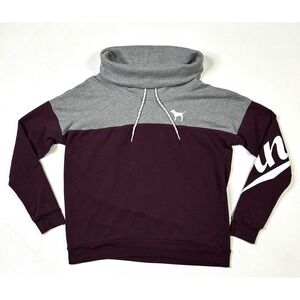 Victoria's Secret PINK Sweatshirt Women's Small Cowl Neck Burgundy Maroon Red